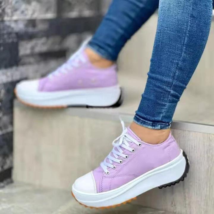 2022 Woman Platform Sneakers Women Casual Shoes Female Canvas Shoes Tennis Ladies Shoes Chunky Sneakers Lace Up Shoe Plus Size