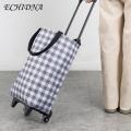 Portable Shopping Cart Portable Folding Grocery Cart with Wheels Waterproof Stair Climbing Trolley Bag for Easy Shopping Collapsible Rolling Cart for 2-in-1 Foldable Shopping Cart.