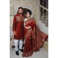 Stylish & fashionable New Matching best/Coupple Dress/For Men & Women / Saree & Panjabi/ (Combo Set)) - Panjabi - Panjabi For Men. 