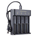 DC 5V 2A Battery Charger with USB Cable 4 Slots Fast Charge Universal for 10440/14500/14650/16340 for Flashlight Camera Doorbell. 