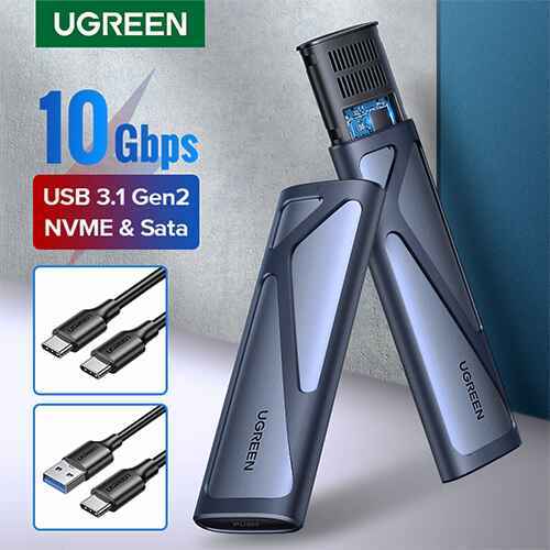 UGREEN M.2 NVMe SATA SSD Dual Protocol Enclosure Adapter Thunderbolt 3 10Gbps USB 3.2 Gen2 USB C External Enclosure Supports M And B&M Key SSD