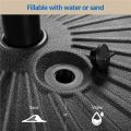 5 lbs Black Round Polyethylene and Iron Patio Umbrella Base with Fillable. 