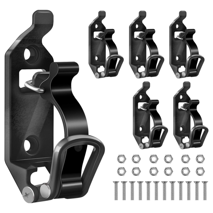 6 Pcs Garage Rack Metal Rubber Clamp Mounting Brackets, Durable Holder Clamp Mount Kit (Black)