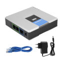 VoIP Gateway Internet Phone 2 Ports Adapter SIP RJ45 Cable For Linksys PAP2T EU Plug 100‑240V. 