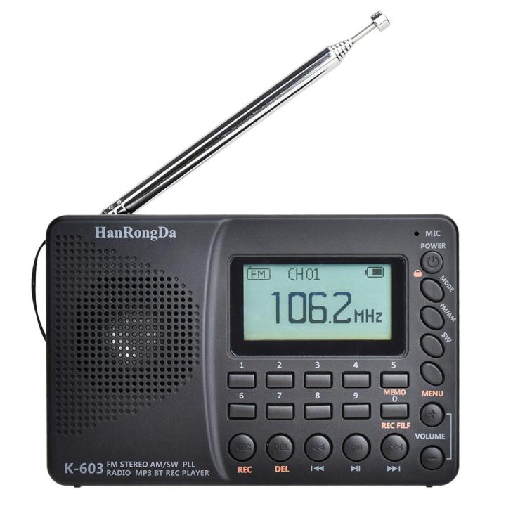 【Mary DAI Store】HRD-603 Portable AM/FM/SW/BT/TF Pocket USB MP3 Digital Recorder Support TF Card BT