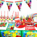 Omilut Sesame Street Party Decor Sesame Street Elmo Birthday Party Disposable Tableware Set Baby Shower 1th Birthday Party Suppl. 