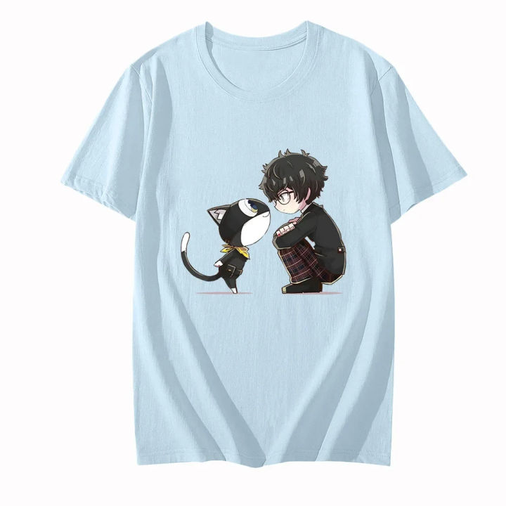 Persona%205%20Morgana%20Mysterious%20Black%20Cat%20T-shirts%20MEN%20Amamiya%20Ren%20Tshirts%20100%25%20Cotton%20High%20Quality%20T%20Shirts%20Comfortable%20Casual%20Top%20-%20Image%205