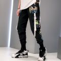 Fashion Swag Streetwear Men Reflective Hop Loose Cargo Pants Male Joggers Graffiti Ribbon Linen Pants Techwear Trousers. 