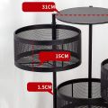 ROUND SHAPE MOVEABLE 4 LAYER STORAGE TROLLY RACK ROTATING METAL SHELF BASKET KITCHEN RACK VEGETABLE  RACK. 