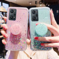 For Realme C31 Case Shiny Ring Glitter Soft Transparent Holder Stand Case with String Glitter Space Stars Moon Realme C31 Back Cover. 