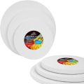 Round shape Canvas - 4,6,8,10,12 Inch Diameter (1of Each) - 100% Cotton, Primed White Blank Acid-Free Artist Shaped Canvases for Oil, Acrylic, Pouring Art & Decoration. 