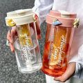 600ML Water Cup Handy Sports Water Bottle Food Grade Material Tea Partition Water Cup Female Straw Summer Portable Bottle. 