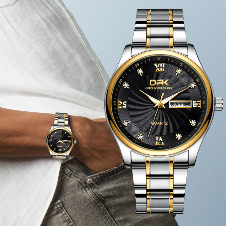 OPK%20Watch%20for%20Men%20Waterproof%20Sports%20%20Stainless%20Steel%20Casual%20Watch%20Quartz%20Movement%20Dual%20Calendar%20Display%20Fashion%20Handsome%20and%20Cool%20White/Gold/Black%20-%20Image%207