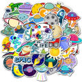 50Pcs Cartoon Space Planet Stickers Laptop Luggage Guitar Skateboard Decals BAWEI. 