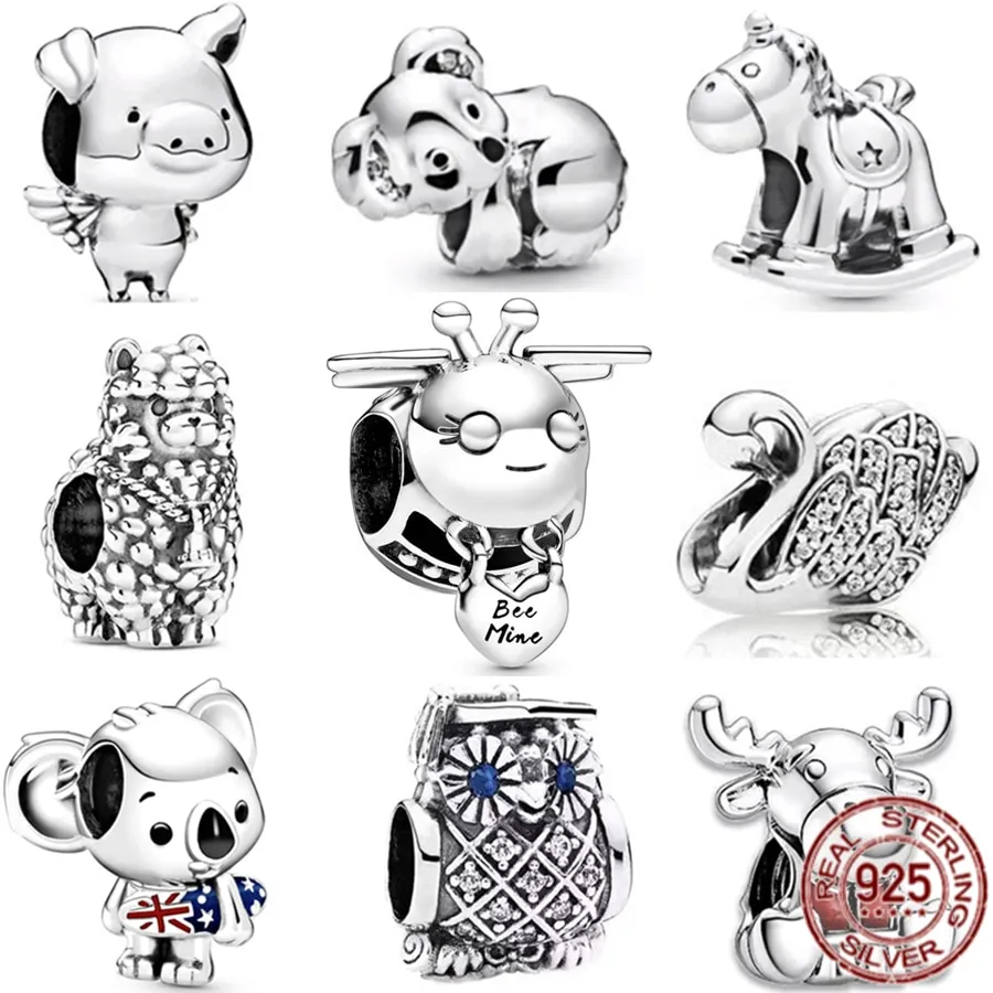 NEW Koala Fluffy Llama Bee Mine Bead 925 Sterling Silver Charm Fit