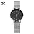 SK Super Slim Sliver Mesh Stainless Steel Watches Women Top Brand Luxury Casual Clock Ladies Wrist Watch Relogio Feminino.