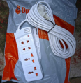 4 Socket Power Multiplug ML-017 โ 10/20 Feet Copper Cable, Fireproof Body, Power Switch & Indicator Light.