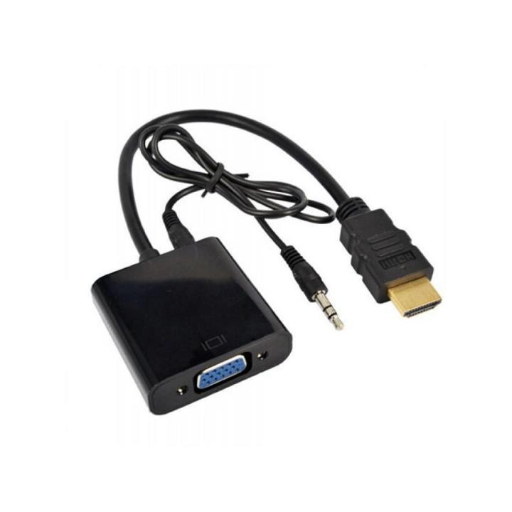 HDMI to VGA Adapter with 3.5mm Audio Port - Black