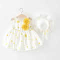 2022 Summer Newborn Baby Clothes Baby Girl Clothes Cute Print Sleeveless Cotton Beach Dress + Sun Hat Princess Dresses. 