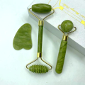 02/03 Pcs set Green Natural Jade Massage Spa Rollers + Gua Sha Board Scrapers Set for face body relaxation anti-aging message. 