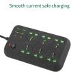 Pc Surge Protector Power Strip Black Universal Plug Multitap Extension Cord Power Multi Tap Power Button Electrical Power Strip.