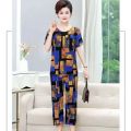 Mom's Summer Ice Silk Suit Middle-Aged and Elderly Women's Clothing Two-Piece Suit Grandma's Clothes Summer Clothes for the Elderly Women's Summer. 