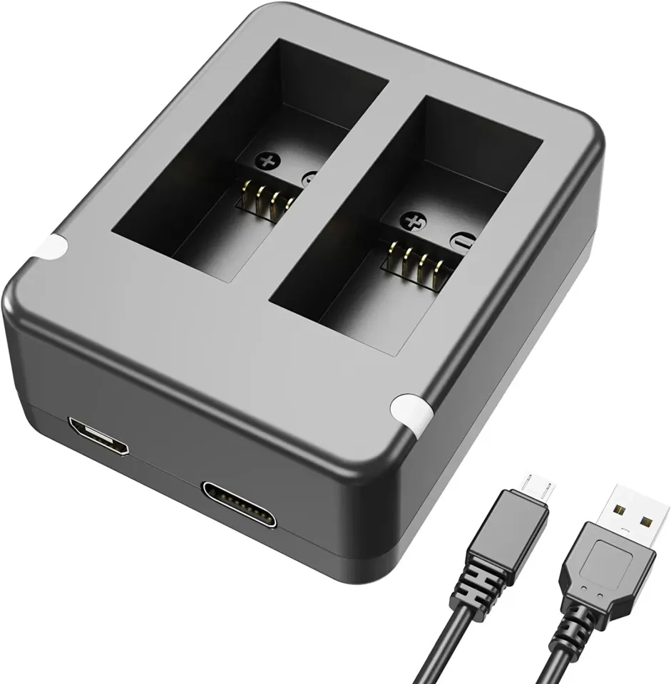 (New) hongdak dual port slot double battery charger for GoPro go pro hero  11 10 black with USB cable action camera accessory