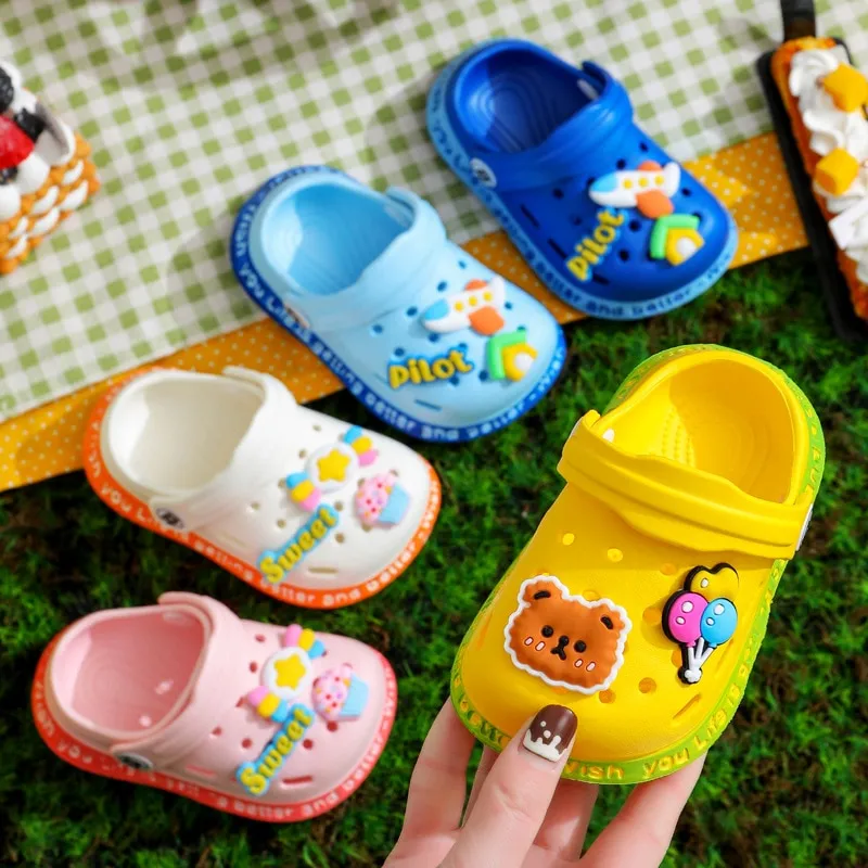 Summer Kids Sandals Children Hole Shoes Slippers Soft Anti-Skid