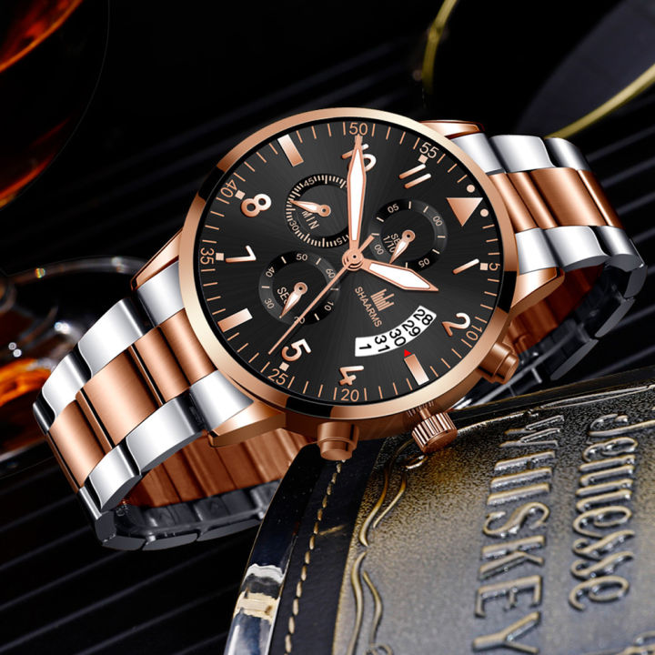 LO%E3%80%90Life%20waterproof%E3%80%91SHAARMS%20Fashion%20Man's%20Business%20Casual%20Watch%20Quartz%20Movement%20Steel%20Strap%20Simple%20Trendy%20Wristwatch%20with%20Calendar%20-%20Image%205
