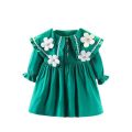 2025 new girl baby round neck dress children flowers cotton skirt 0-5 Years. 