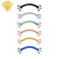 【Eco-friendly】 Eyebrow Ring Cubic Zirconia Wear-resistant Steel Body Piercing Jewelry Barbell for Women. 