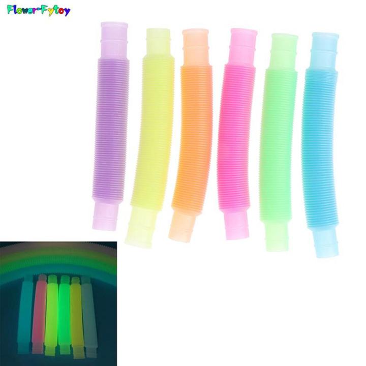 5Pcs Luminous Pop Tubes Sensory Fidget Toy Stress Relieve Toys Squeeze Gifts Toy Autism Anti Stress Plastic Bellows for Children