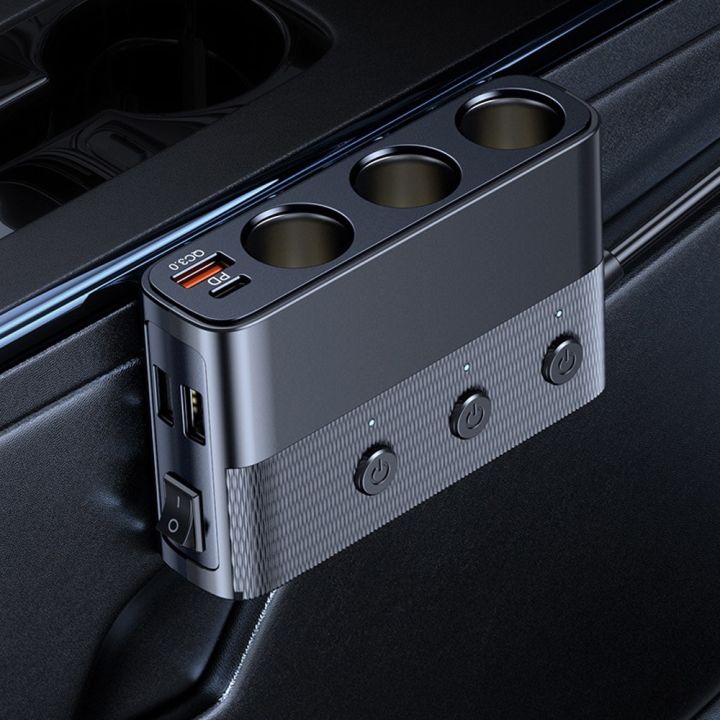 Car%20Chargers%20128W%20PD+QC3.0%20Quick%20Charging%20Adapter%203-Socket%20Power%20Splitter%2012-24V%20with%204%20USB%20Ports%20Volatge%20Display%20On-Off%20Switch%20for%20Car%20Truck%20SUV%20-%20Image%204