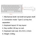 LEAVEN K620 61 Keys Hot Plug-in Glowing Game Wired Mechanical Keyboard, Cable Length: 1.8m, Color: Black White Green Shaft. 