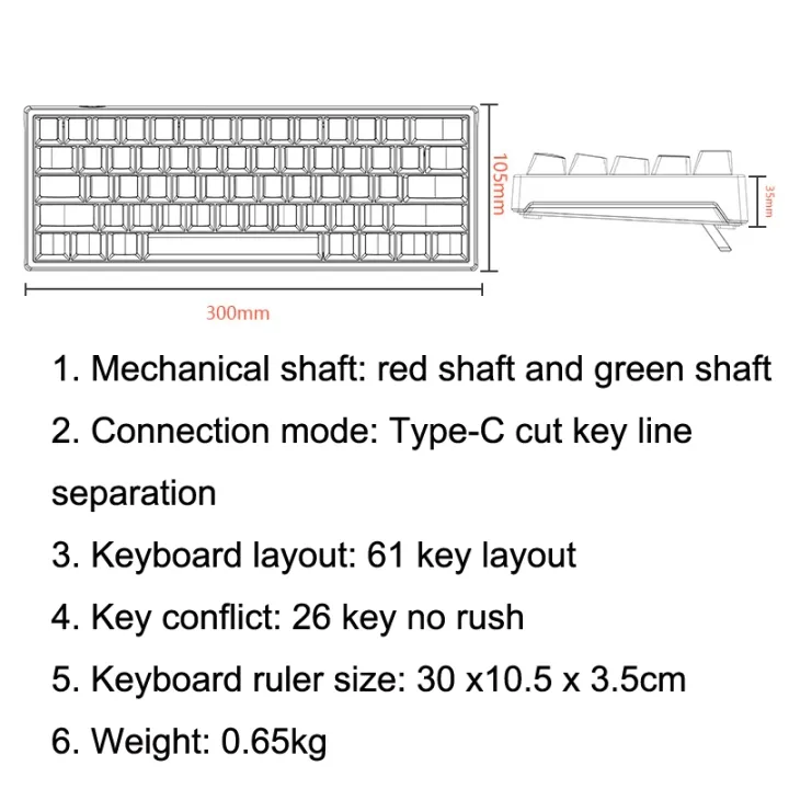 LEAVEN%20K620%2061%20Keys%20Hot%20Plug-in%20Glowing%20Game%20Wired%20Mechanical%20Keyboard,%20Cable%20Length:%201.8m,%20Color:%20Black%20White%20Green%20Shaft%20-%20Image%207