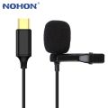 1.5m Omnidirectional Metal Microphone Type C Jack Lavalier Tie Clip Microphone Mini Audio Mic for Computer   Black. 