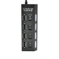 Adapter 4 Ports USB 2.0 Hub On/off Switch Multi Splitter For Laptop/PC/Desktop. 