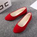 Spring Autumn Women Shoes Flock Flats Comfortable Flat Shoes Women Flats Loafers Shallow Slip on Shoes Red Black Plus Size 41.