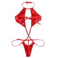 Womens One-piece Bikini Swimwear Mini Micro Swimsuit Shiny Metallic Halter Trikini Thong Teddy Bodysuit One Piece. 
