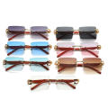 Rectangle Rimless Sunglasses Men Women Luxury Brand Designer Leopard Sun Glasses Driving Eyewear Shades UV400. 