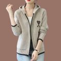 Hooded Coat Zipper Cardigan Sweater Women's Autumn and Winter Embroidered Top 2022 Spring Fashion Sweater Knitwear. 