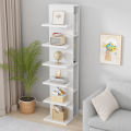 Modern Multilayer Bookshelf 7 shelf with 4 box Office Display Unit for Bedroom Living Room Simple Home Furniture Stereo Cupboard Panel Bookshelf Apartment 70/14. 