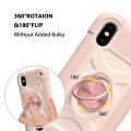For iPhone XS Max Shockproof Silicone + PC Protective Case with Dual-Ring Holder. 