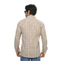 Casual check shirt for men white and yellow color. 