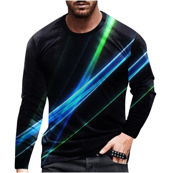 European And American Popular Leisure Men's Sports 3d Printing T Shirt Casual Long Sleeve T Shirts Sport Fitness Tees Top Male