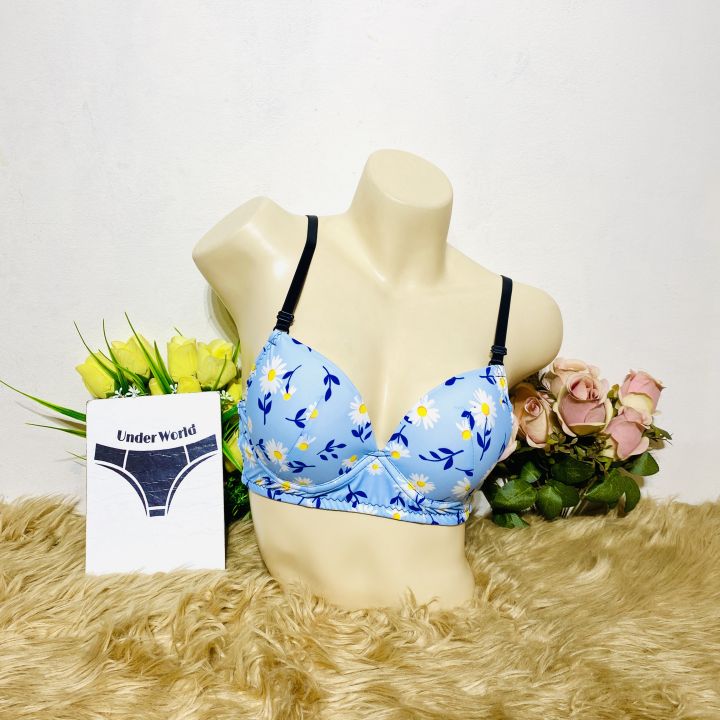 No 1 Printed Push-up Padded Foam Bra for Women – Adjustable Straps, Wire Support, Available in Sizes 32-40