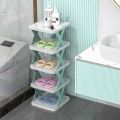 Creative 5-layer Shoe Rack Storage Organizer Simple Plastic Household Multi-function Space-saving Folding Shoe Stacker Shelf Large Size (30x28x17.5cm)cm. 
