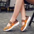 Plus size women's shoes summer hand-woven shoes flat light women's shoes Korean version breathable sandals athleisure single shoes trend.