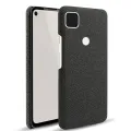 Phone Shell Cloth Pattern Leather Case Google Pixel Anti Drop Protective Cover Suitable for Google Pixel 4A(Black). 