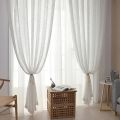 BILEEHOM Japan Style Solid Tulle Sheer Curtains For Living Room Curtain White Yarn Thicken Cotton And Linen Simple Tulle Curtain. 